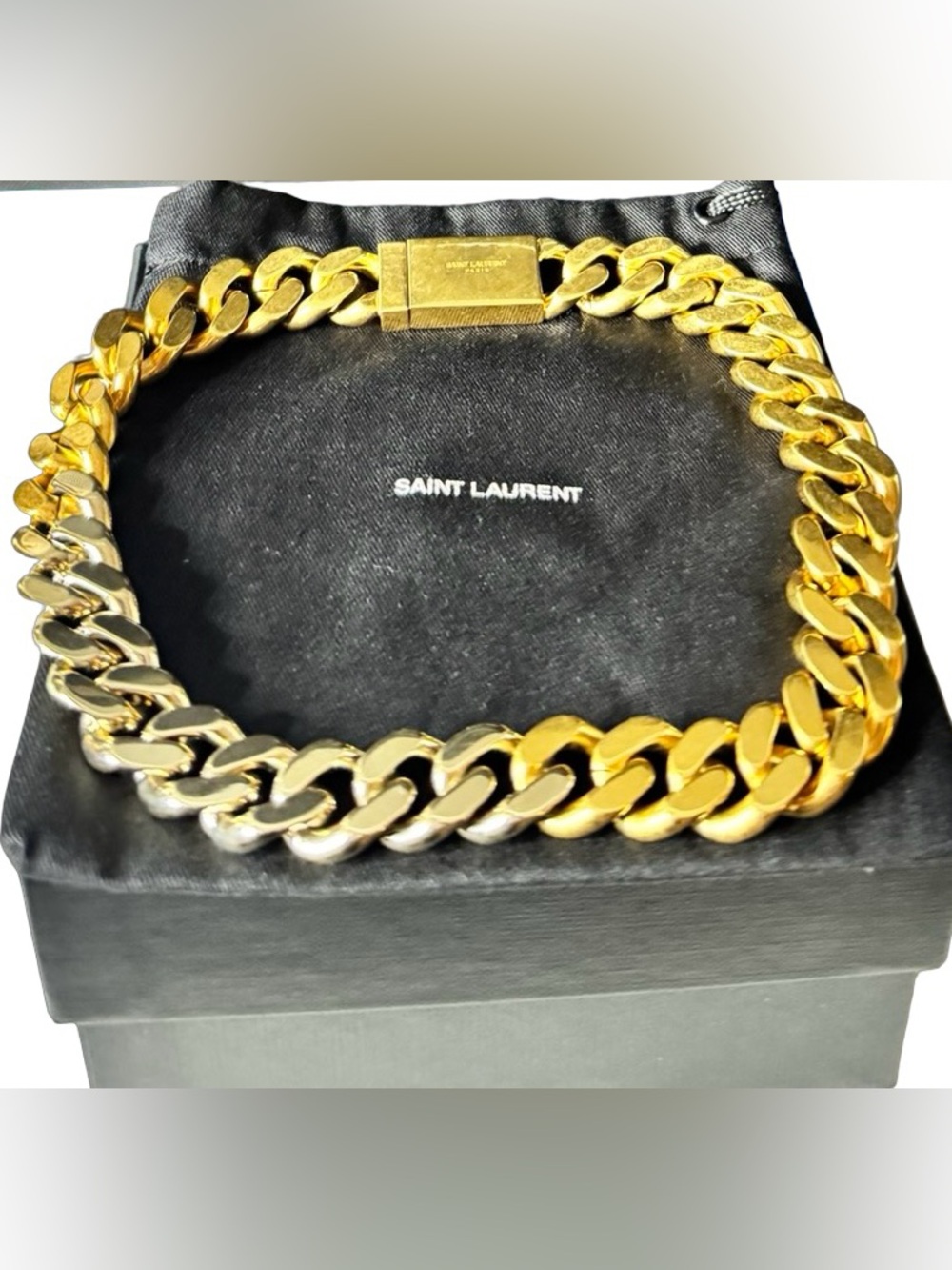 Saint Laurent Gold Link Collar Necklace - Picture 2 of 6
